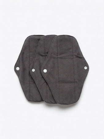 Lot de 3 Serviettes Hygiéniques Lavables Flux Abondant — Charbon de Bambou - faham lingerie